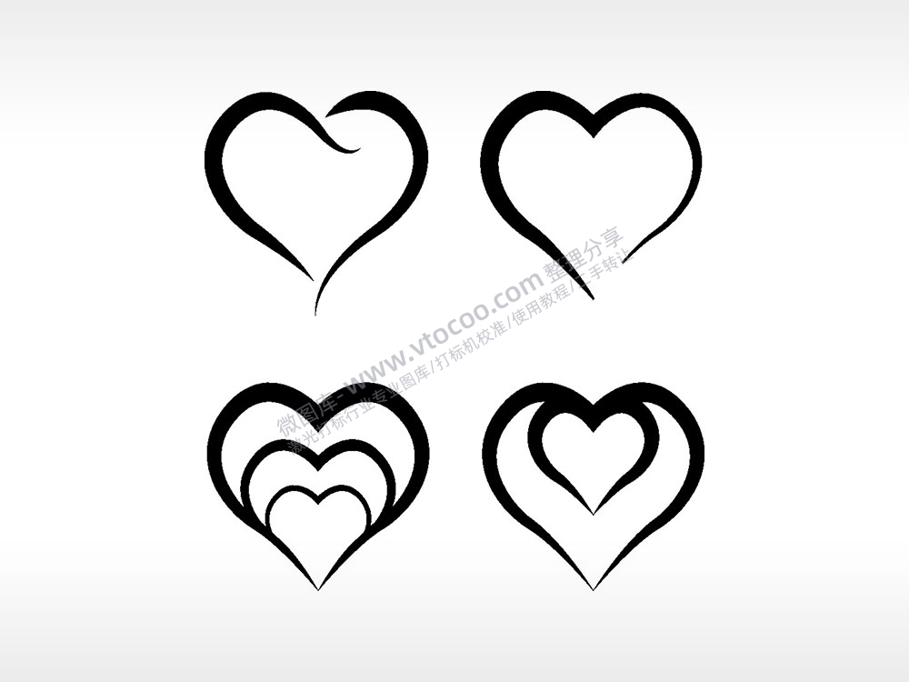 大小爱心投影心型爱情AI8.0格式激光打标文件通用矢量图