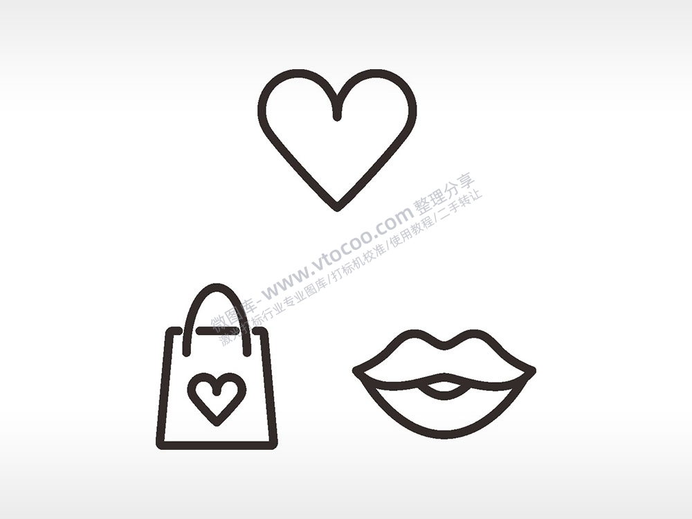 爱心礼物亲吻心型爱情AI8.0格式激光打标文件通用矢量图