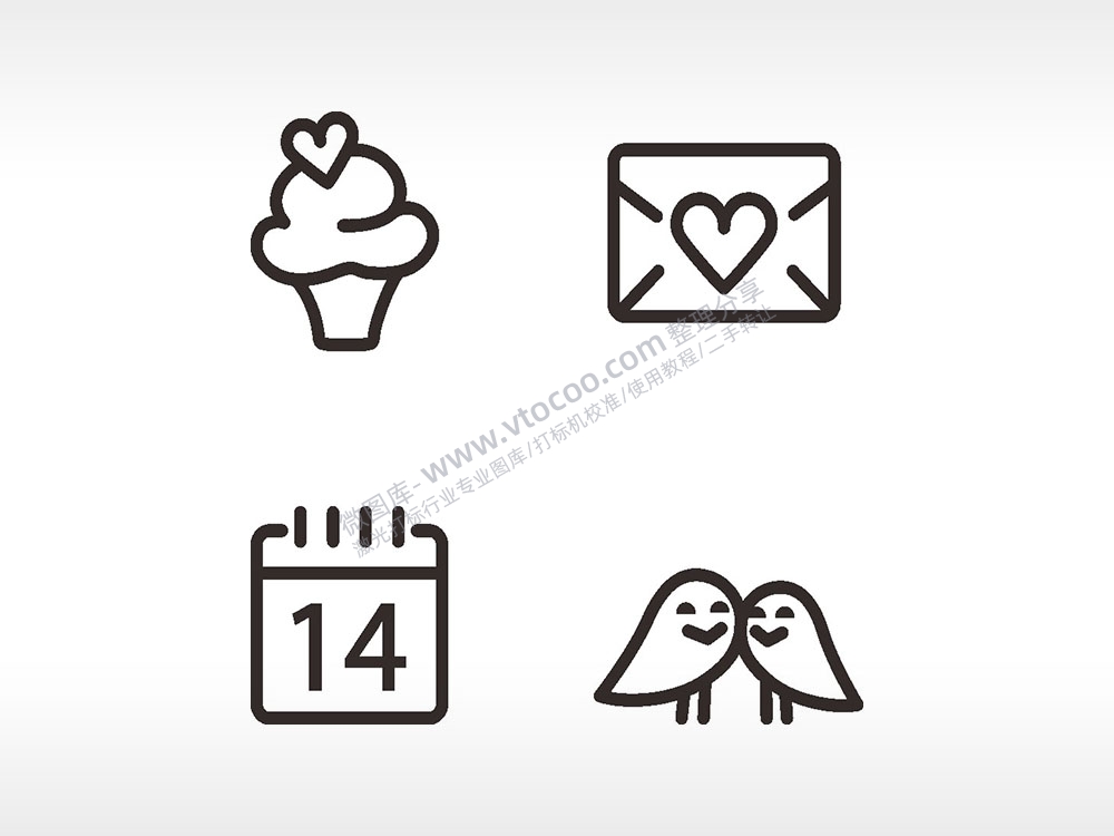 雪糕信日历心型爱情AI8.0格式激光打标文件通用矢量图