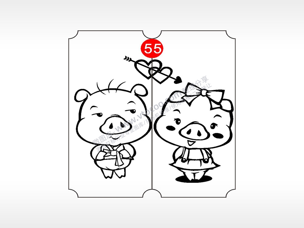 丘比特之箭恋爱情侣AI8.0格式激光打标文件通用矢量图