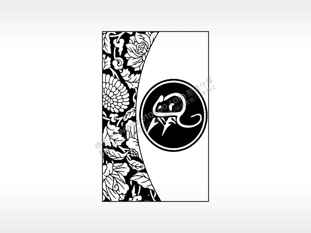 鼠莲花叶汽车挂件AI8.0格式激光打标文件通用矢量图