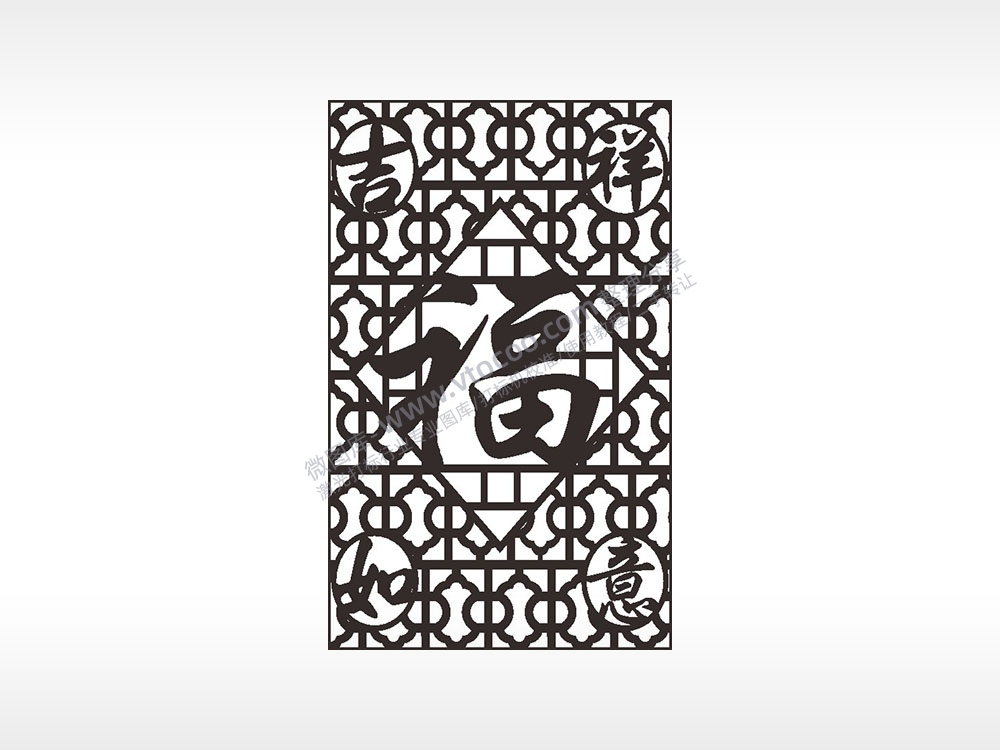 吉祥如意福汽车挂件AI8.0格式激光打标文件通用矢量图