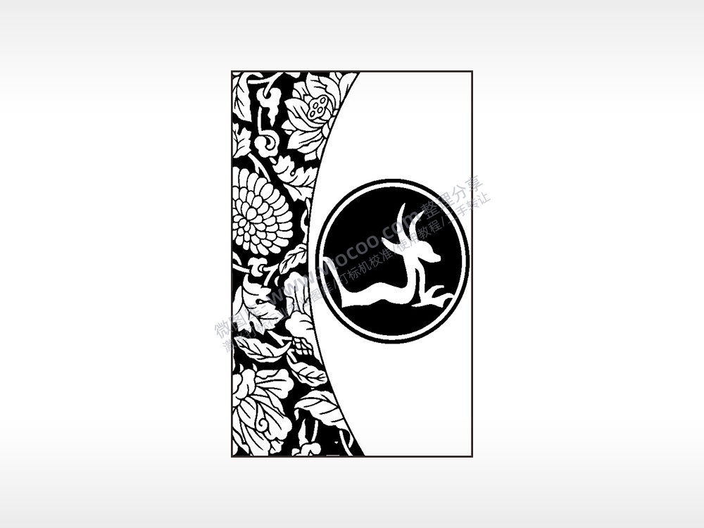 鹿logo莲花图案汽车挂件AI8.0格式激光打标文件通用矢量图