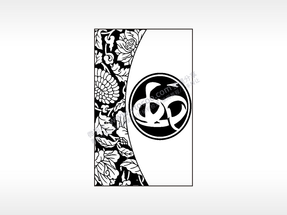 蛇logo莲花图案汽车挂件AI8.0格式激光打标文件通用矢量图