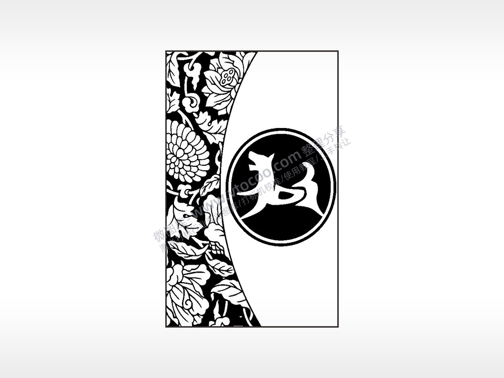 狗logo莲花图案汽车挂件AI8.0格式激光打标文件通用矢量图