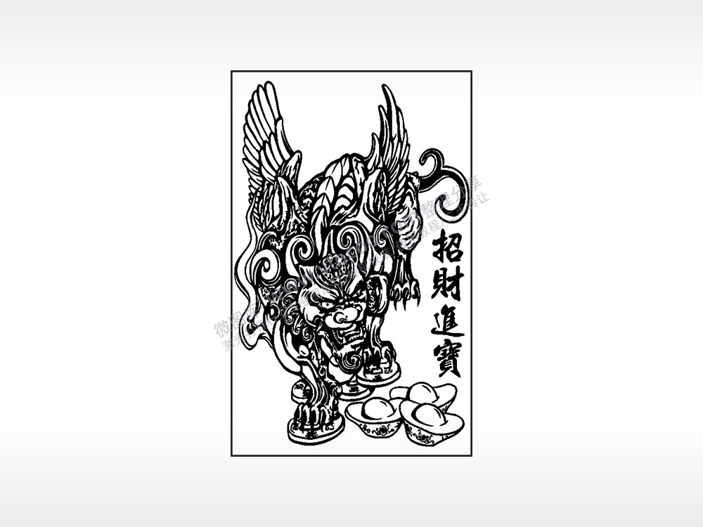招财进宝貔貅元宝汽车挂件AI8.0格式激光打标文件通用矢量图