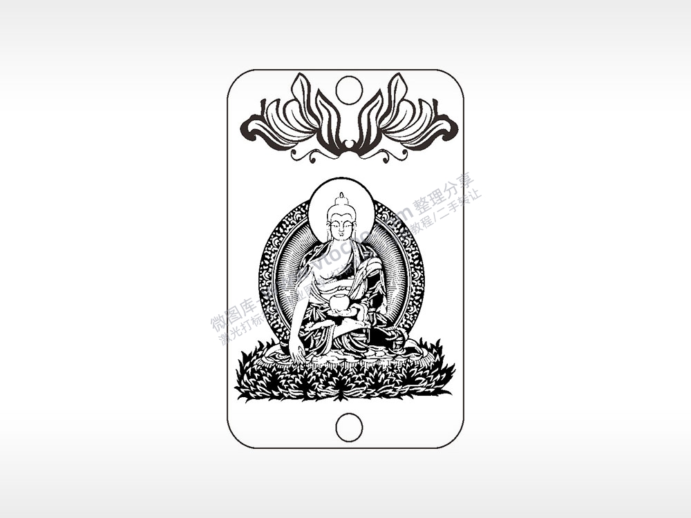 释迦牟尼佛汽车挂件AI8.0格式激光打标文件通用矢量图