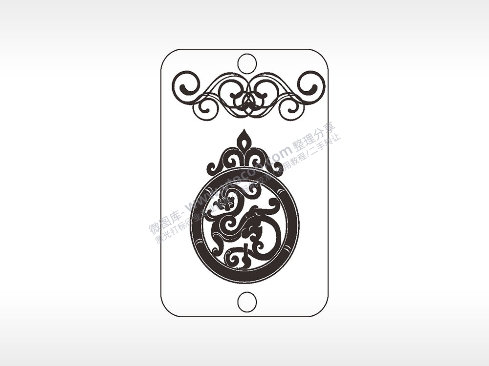 龙纹图腾汽车挂件AI8.0格式激光打标文件通用矢量图