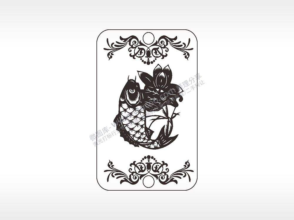 锦鲤花朵汽车挂件AI8.0格式激光打标文件通用矢量图