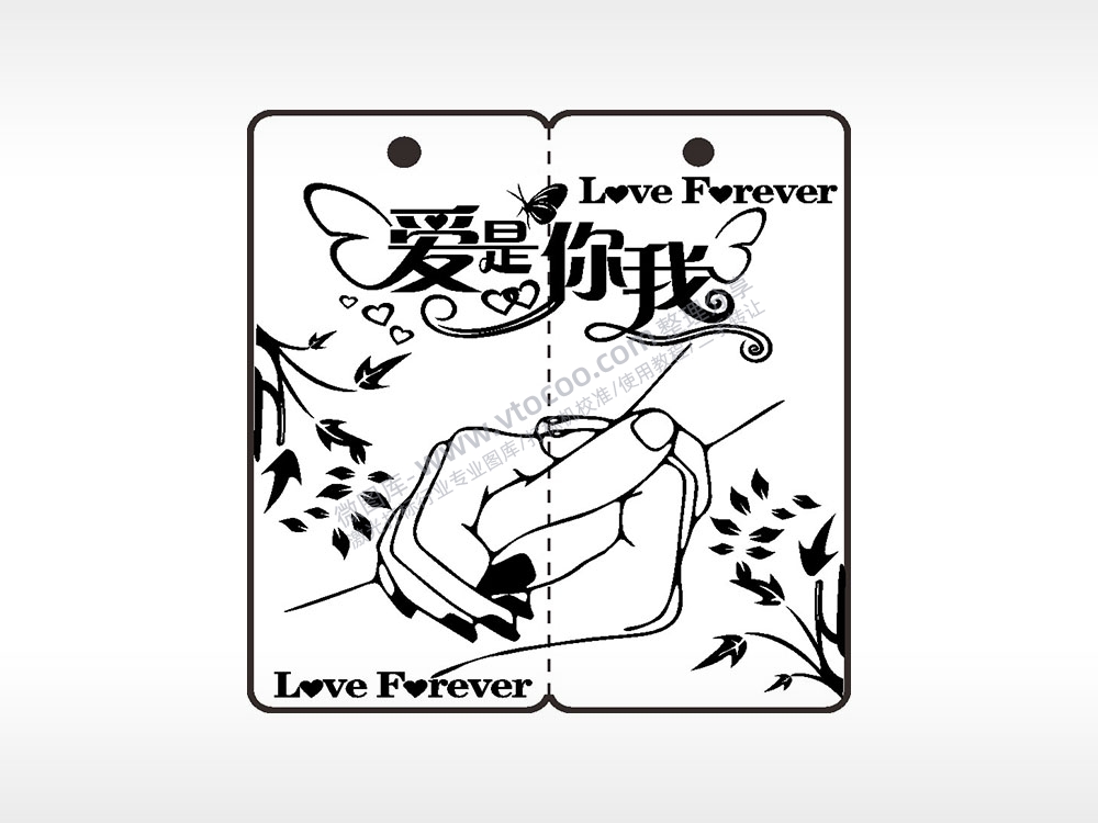 爱是你我蝴蝶恋爱情侣AI8.0格式激光打标文件通用矢量图