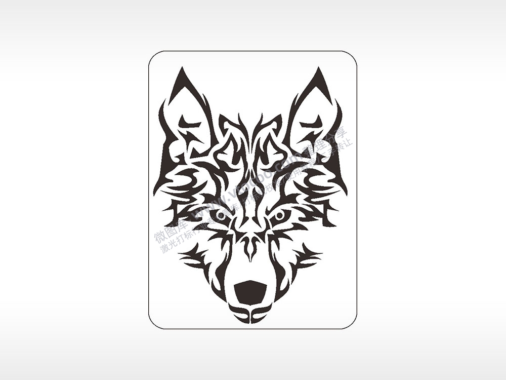 狼头图腾logo飞禽走兽AI8.0格式激光打标文件通用矢量图