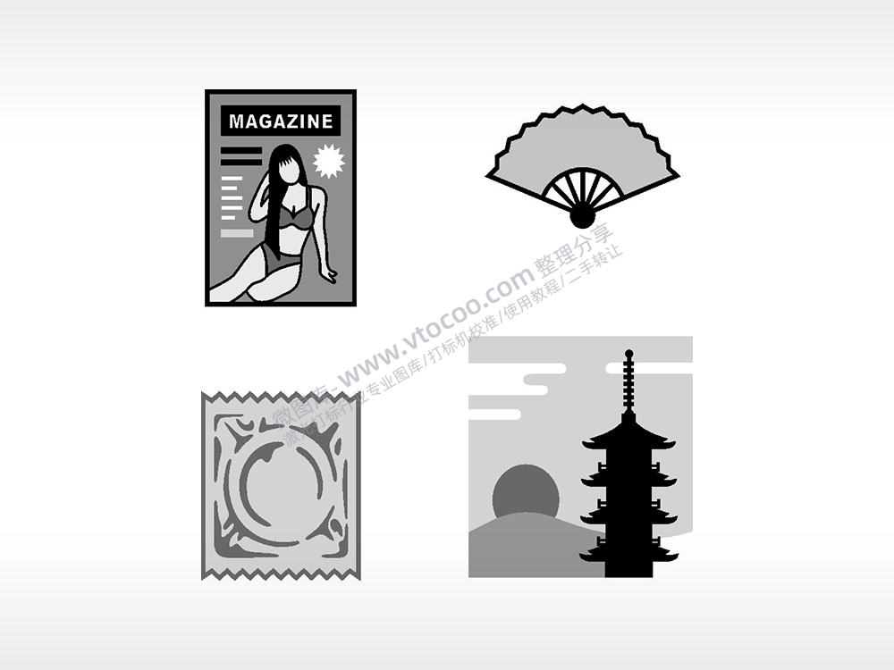 杂志扇子塔风景日常生活大全AI8.0格式激光打标文件通用矢量图