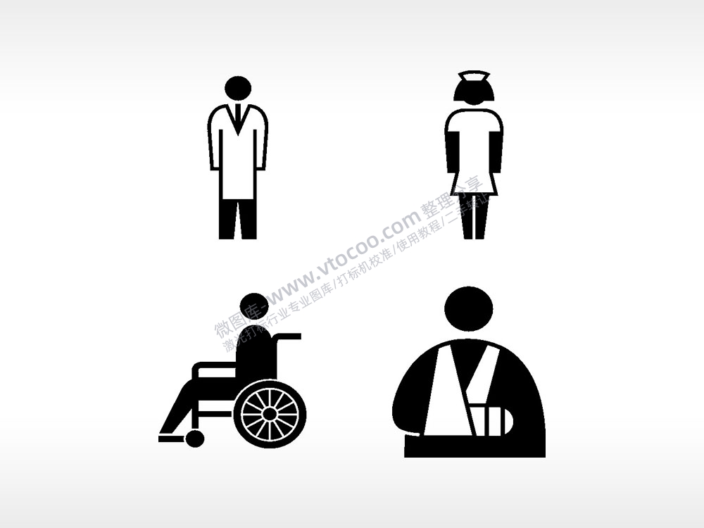 护士医生轮椅受伤日常生活大全AI8.0格式激光打标文件通用矢量图