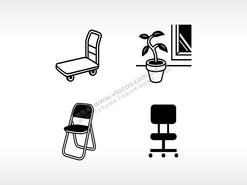 盆栽推车座椅日常生活大全AI8.0格式激光打标文件通用矢量图