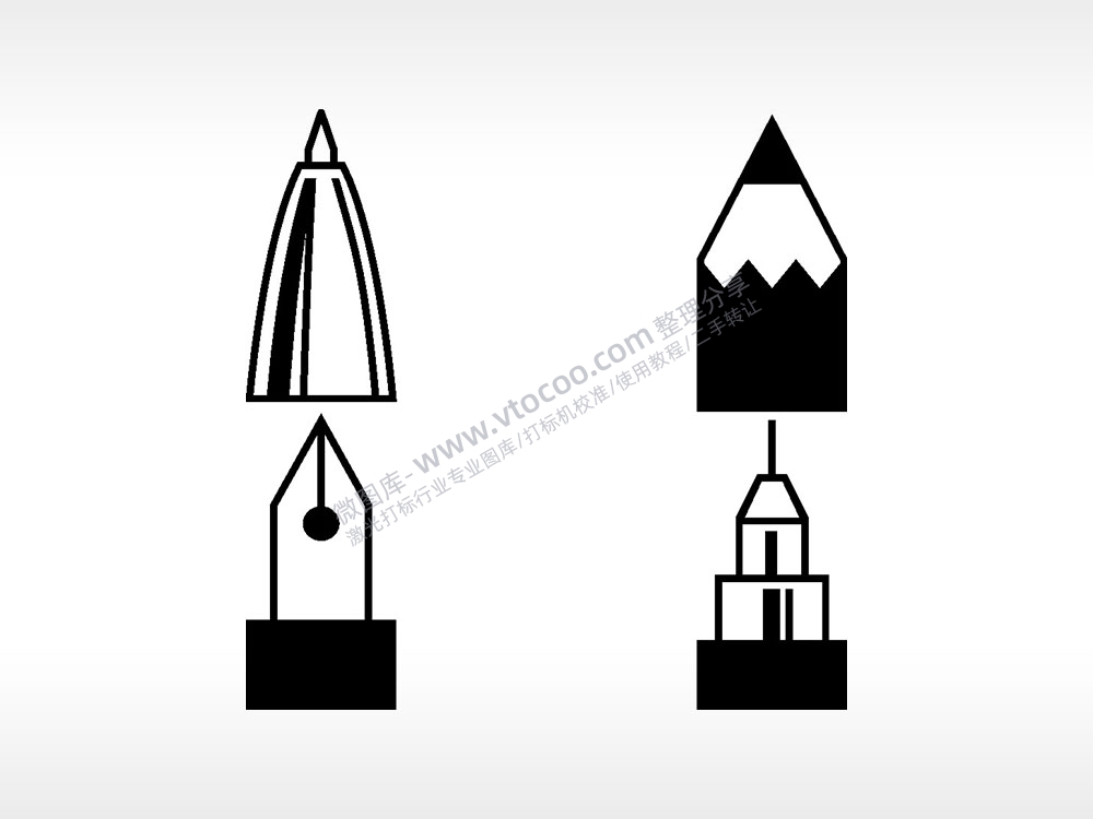 圆珠笔铅笔钢笔日常生活大全AI8.0格式激光打标文件通用矢量图