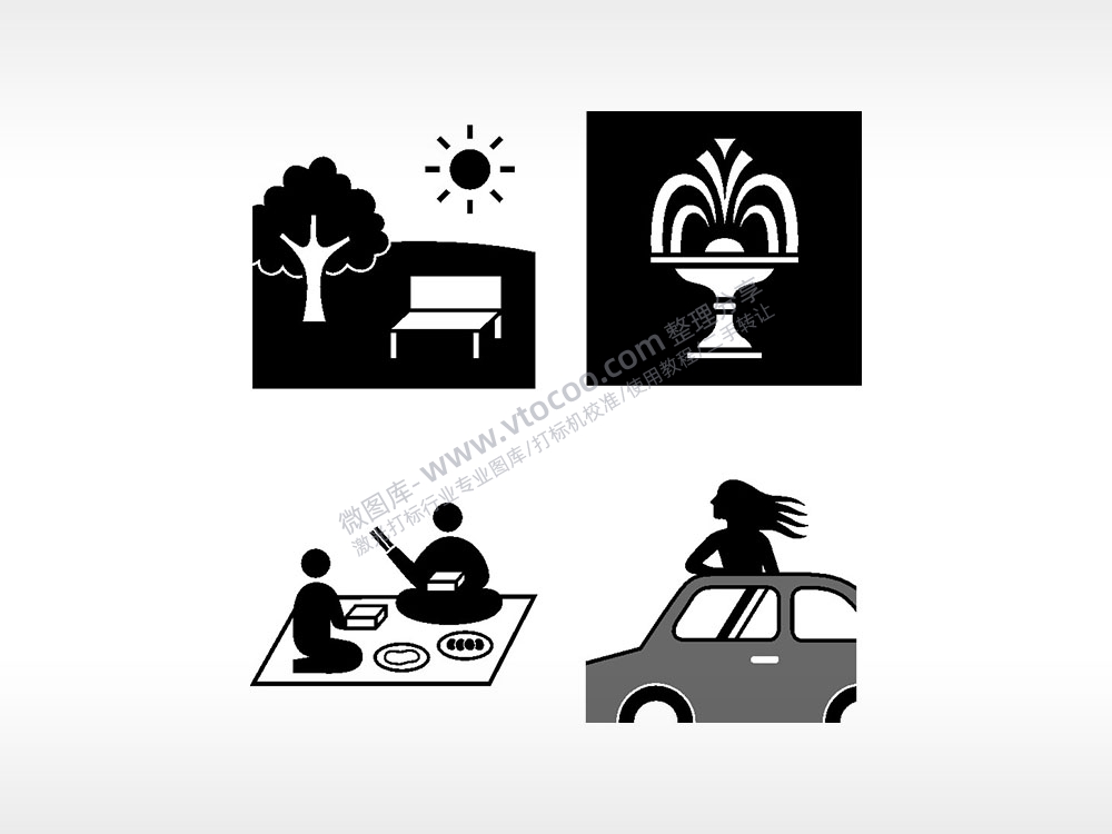 公园喷水兜风野餐日常生活大全AI8.0格式激光打标文件通用矢量图