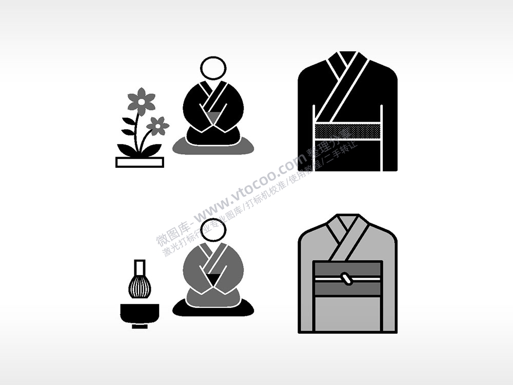 服饰和服日常生活大全AI8.0格式激光打标文件通用矢量图