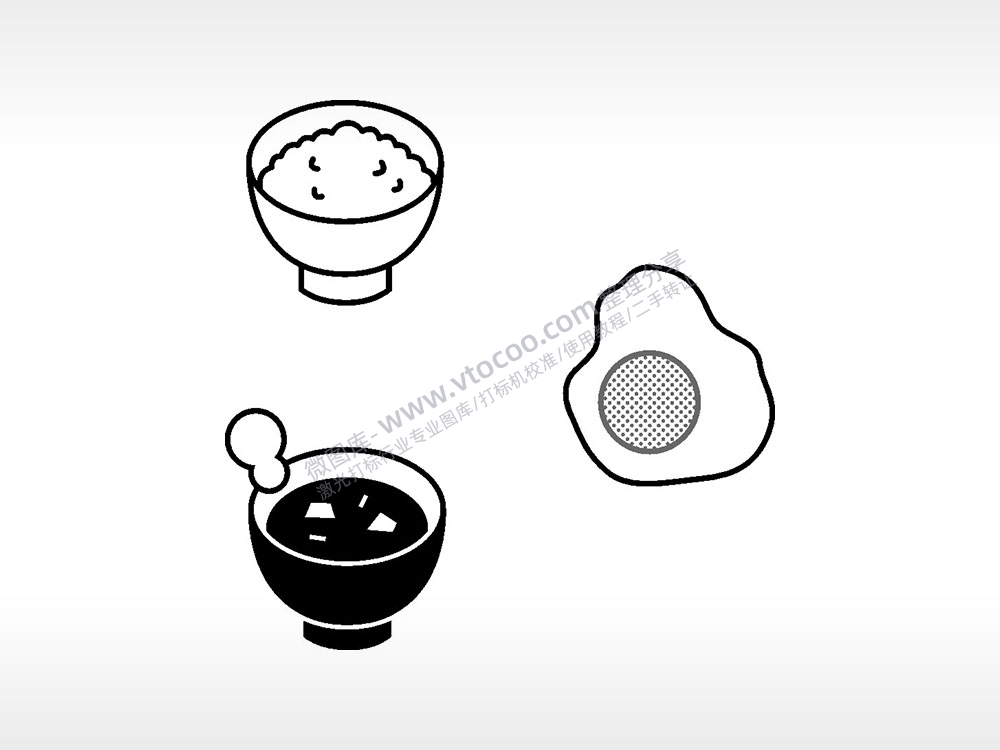 汤饭荷包蛋日常生活大全AI8.0格式激光打标文件通用矢量图