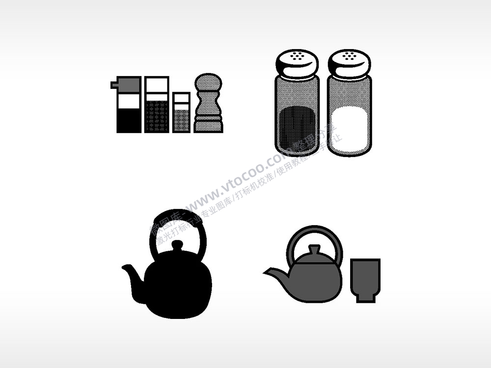 配料酱油醋胡椒粉水壶日常生活大全AI8.0格式激光打标文件通用矢量图