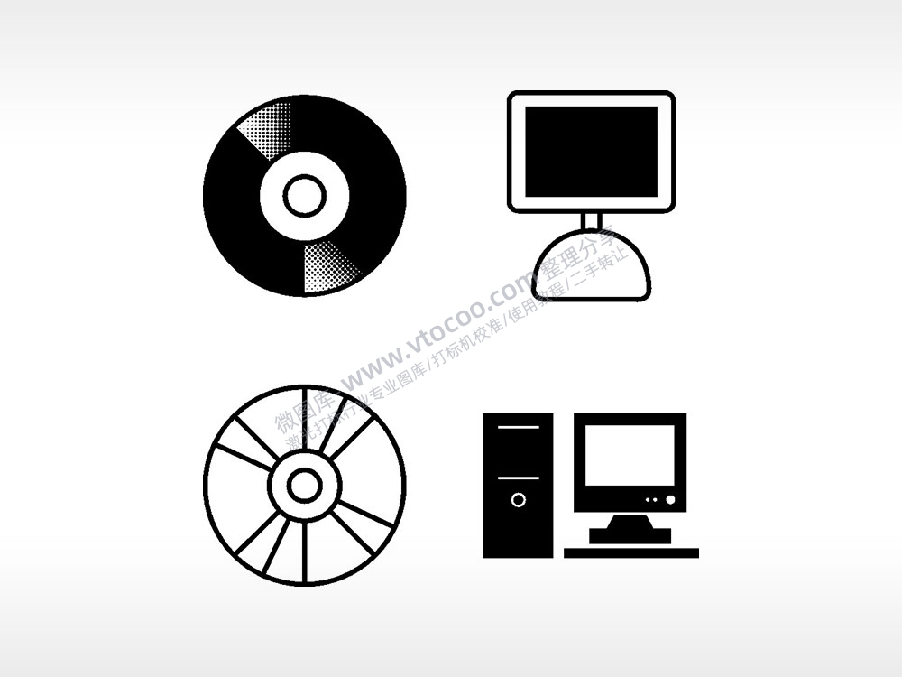 光碟电脑主机日常生活大全AI8.0格式激光打标文件通用矢量图