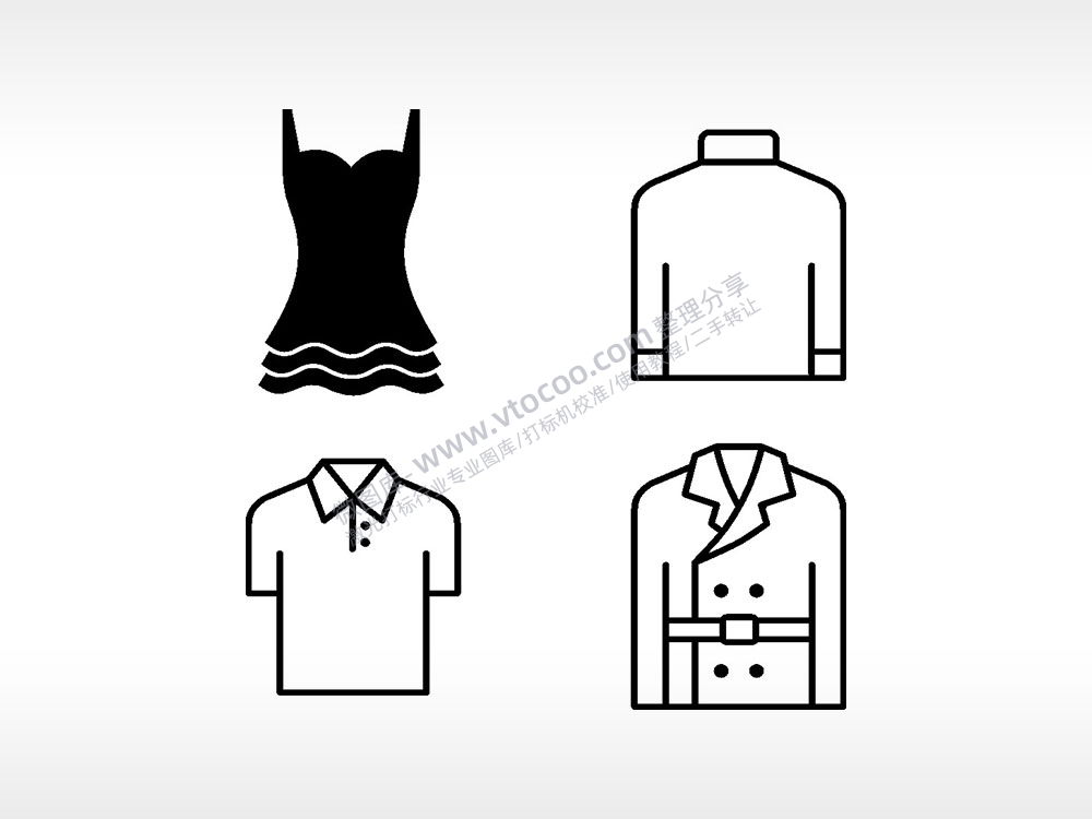 长裙短袖T衬风衣日常生活大全AI8.0格式激光打标文件通用矢量图