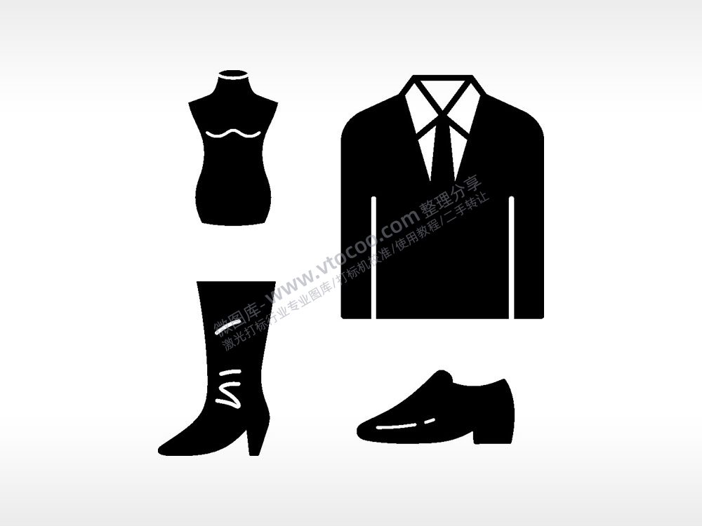 西装皮鞋靴子礼服日常生活大全AI8.0格式激光打标文件通用矢量图