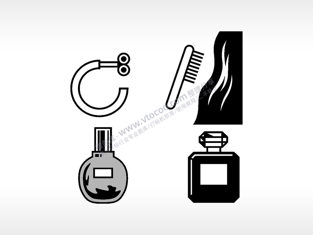梳子香水日常生活大全AI8.0格式激光打标文件通用矢量图