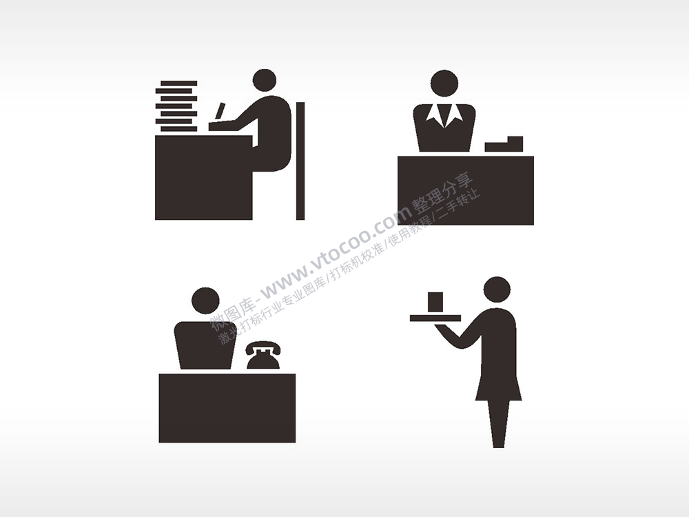 办公前台客服waiter日常生活大全AI8.0格式激光打标文件通用矢量图