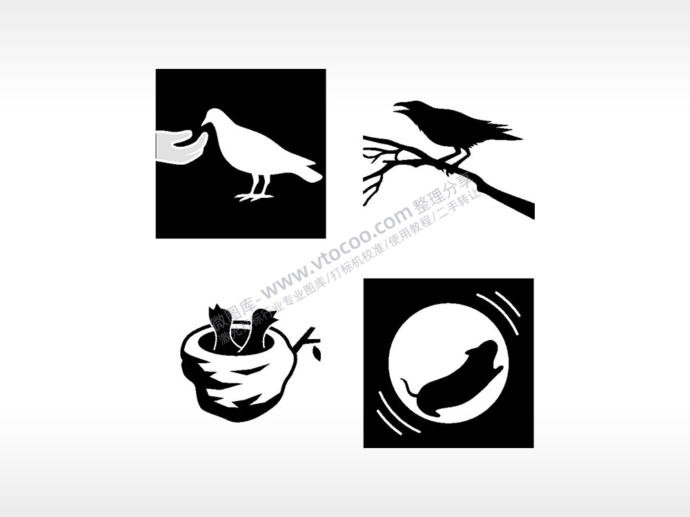 鸟儿鸟我喂鸽子日常生活大全AI8.0格式激光打标文件通用矢量图