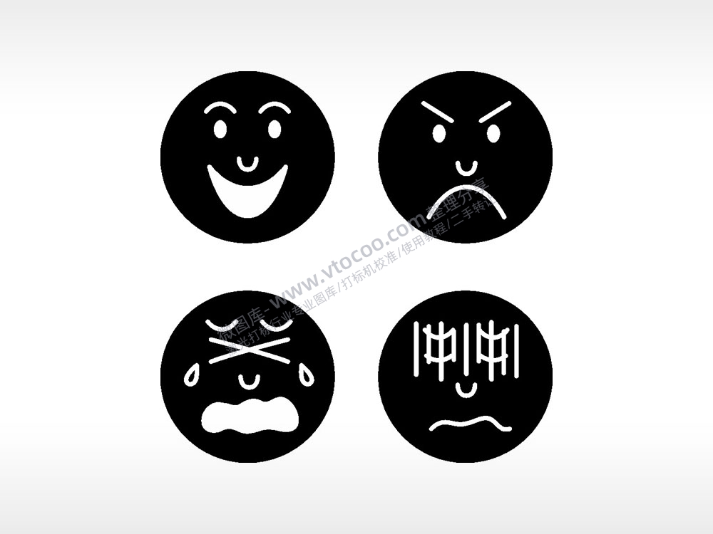 表情微笑愤怒紧张日常生活大全AI8.0格式激光打标文件通用矢量图