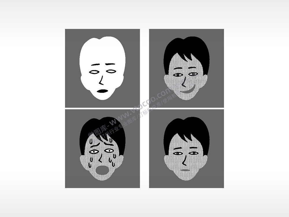 表情奸笑慌张苍白冷漠日常生活大全AI8.0格式激光打标文件通用矢量图
