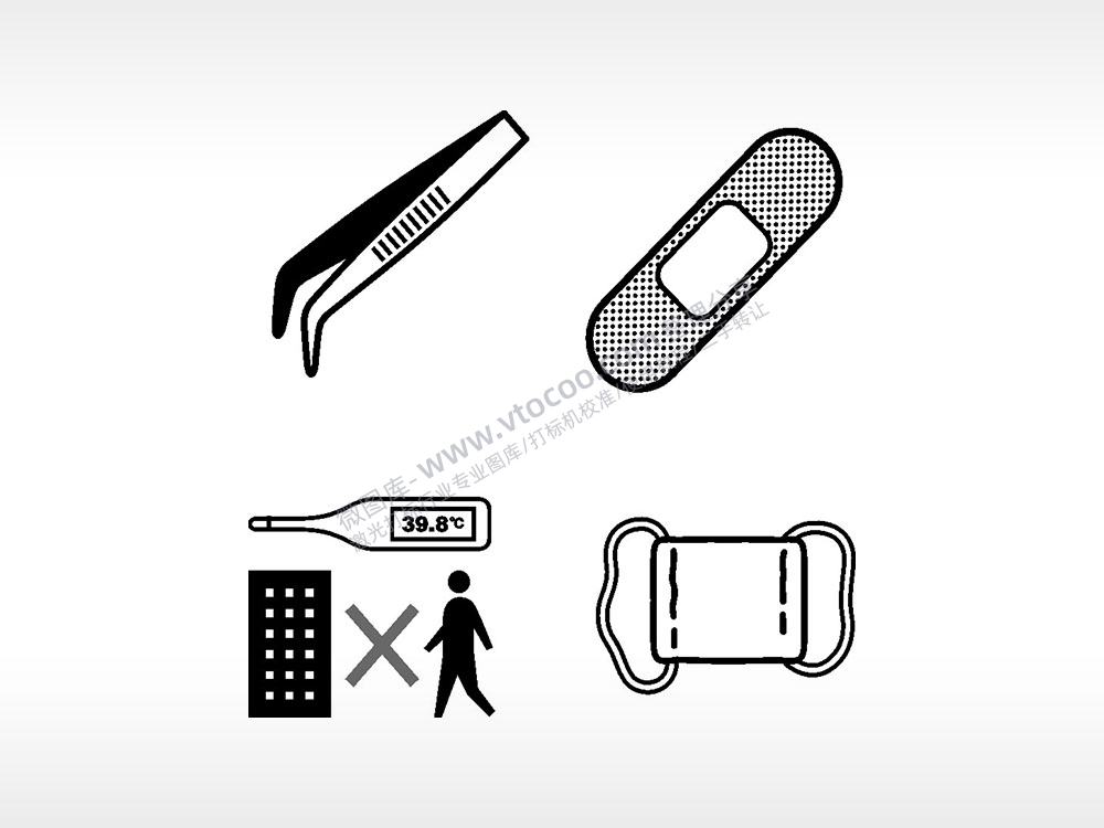 镊子创客贴发烧口罩日常生活大全AI8.0格式激光打标文件通用矢量图