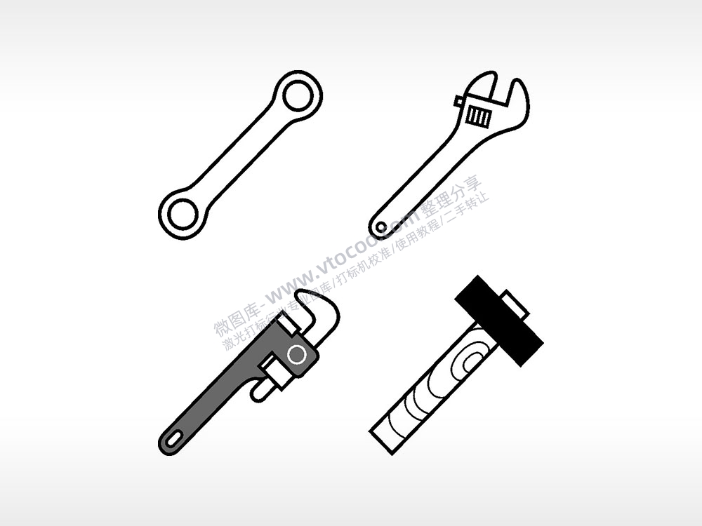 维修工具扳手锤子日常生活大全AI8.0格式激光打标文件通用矢量图
