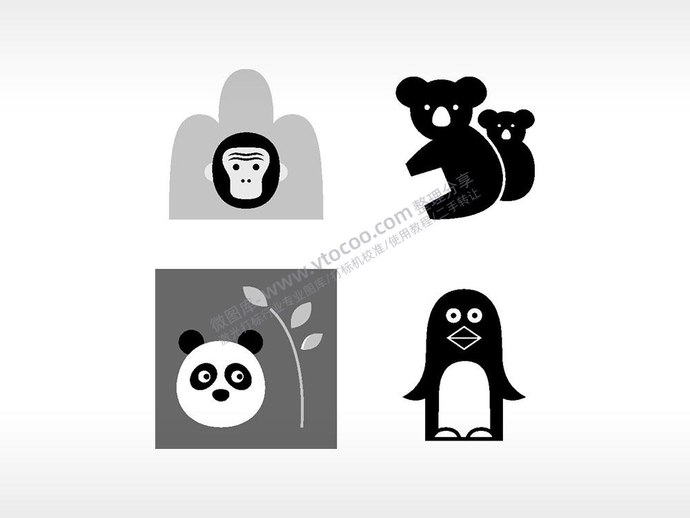 猩猩熊猫企鹅考拉日常生活大全AI8.0格式激光打标文件通用矢量图