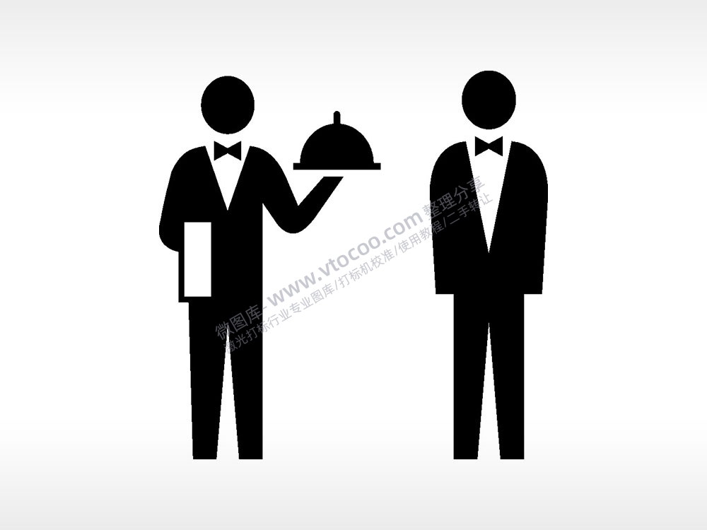 服务员waiter日常生活大全AI8.0格式激光打标文件通用矢量图