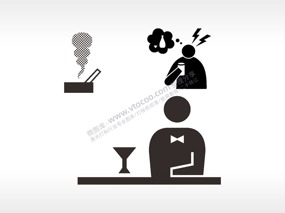 想喝酒服务员调酒师灭烟日常生活大全AI8.0格式激光打标文件通用矢量图