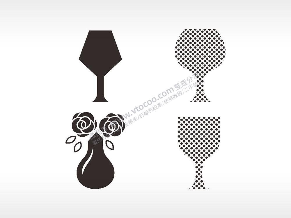 酒杯花瓶日常生活大全AI8.0格式激光打标文件通用矢量图