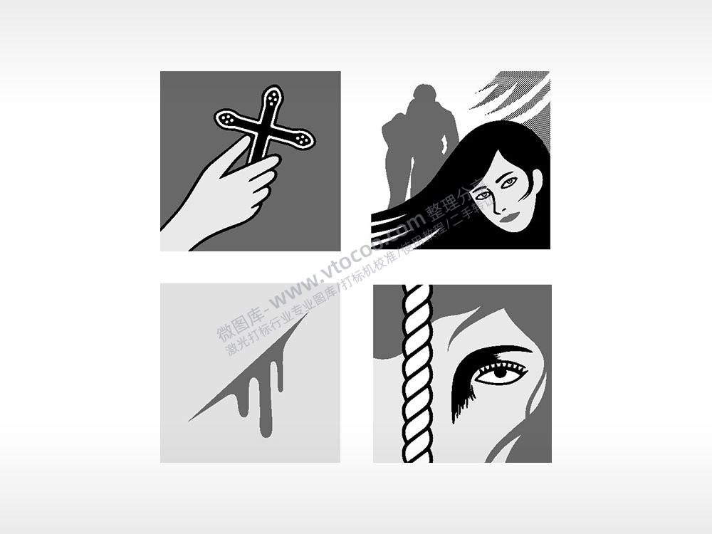 十字架杀手受伤日常生活大全AI8.0格式激光打标文件通用矢量图