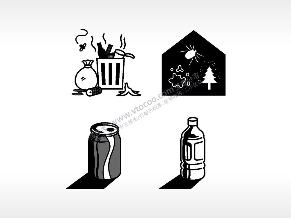 汽水瓶子垃圾桶日常生活大全AI8.0格式激光打标文件通用矢量图