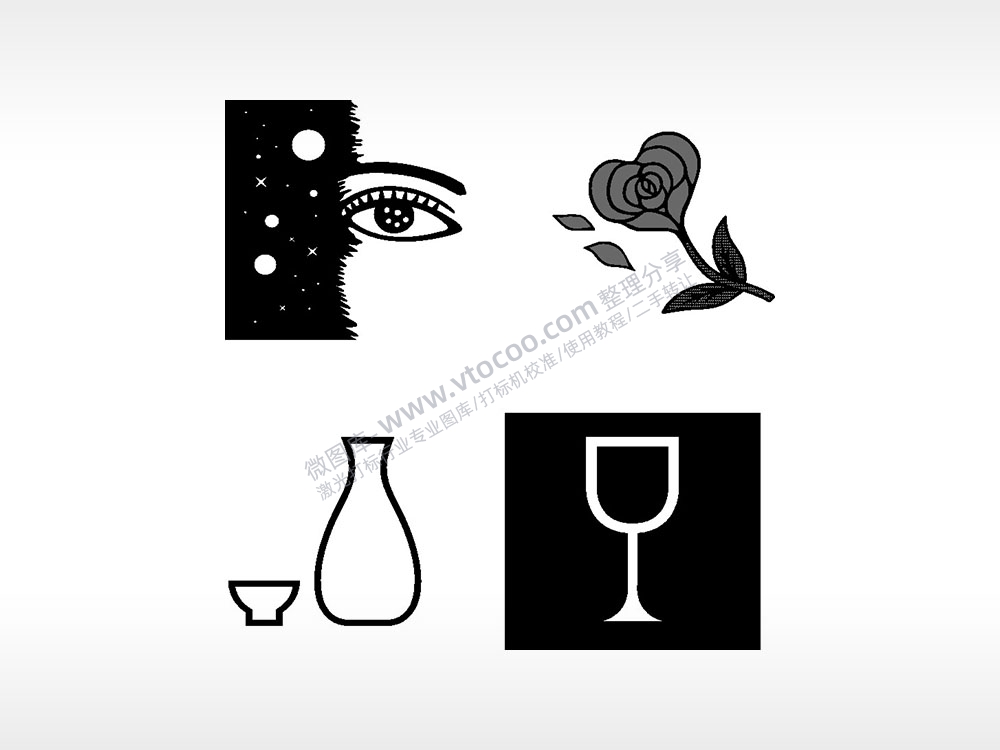玫瑰花水杯酒杯日常生活大全AI8.0格式激光打标文件通用矢量图