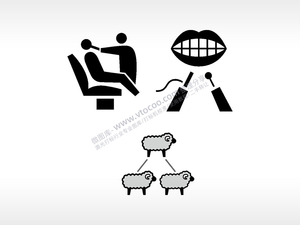 绵羊修牙剔牙日补牙常生活大全AI8.0格式激光打标文件通用矢量图