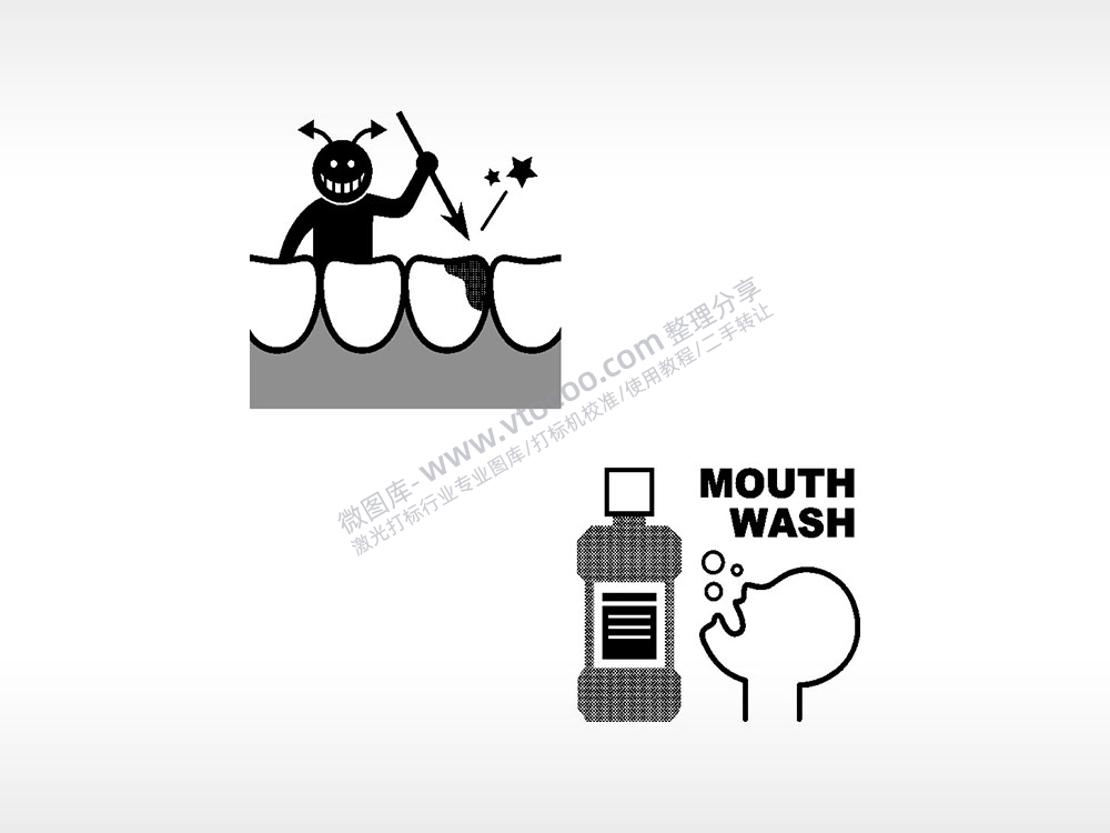 蛀牙漱口水MOUTHWASH日常生活大全AI8.0格式激光打标文件通用矢量图