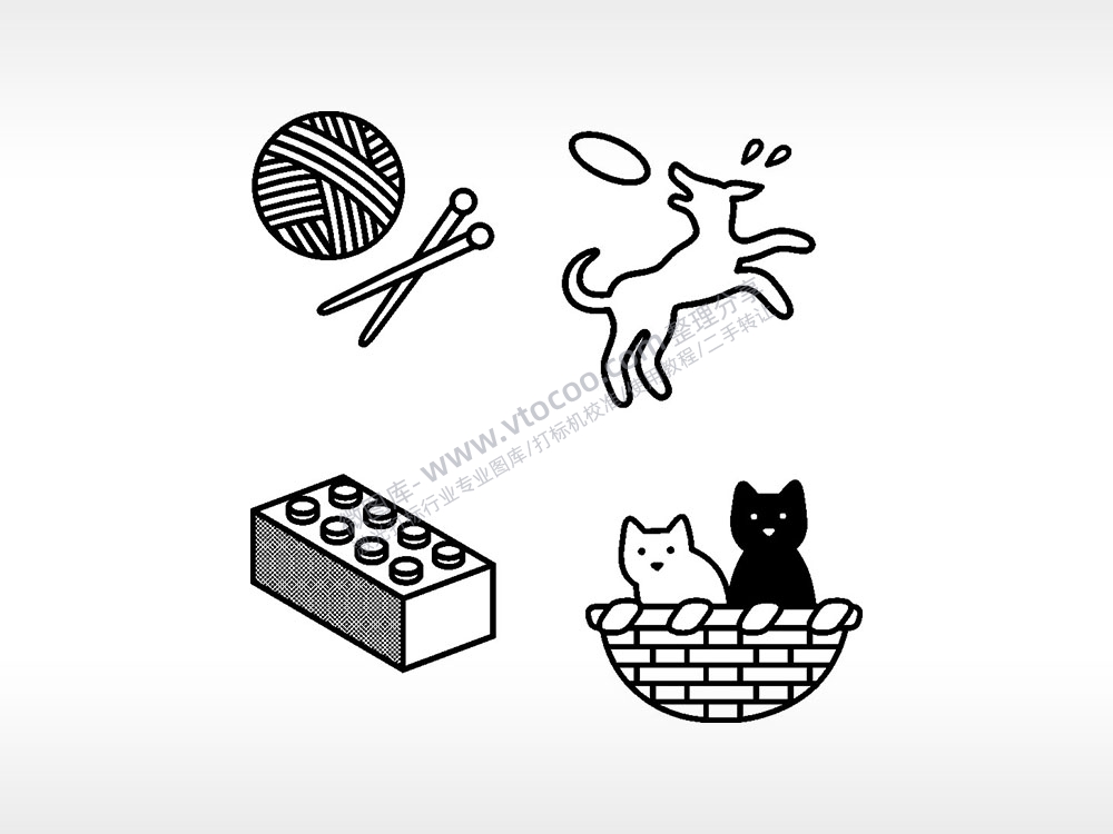 狗毛织猫咪日常生活大全AI8.0格式激光打标文件通用矢量图
