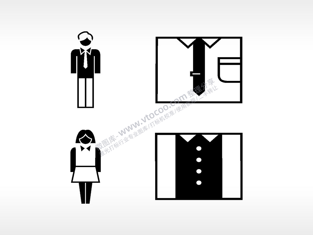 礼服waiter服务员日常生活大全AI8.0格式激光打标文件通用矢量图