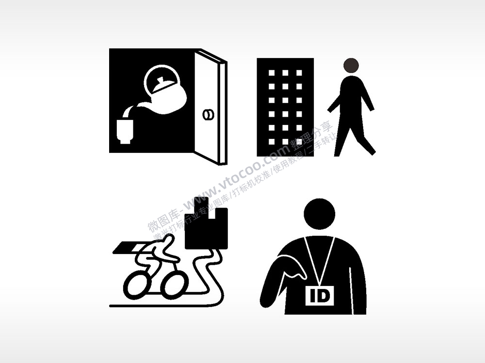 茶壶上班送餐ID员日常生活大全AI8.0格式激光打标文件通用矢量图