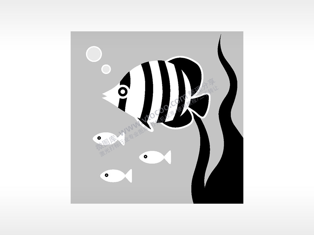 海鱼小鱼吐泡海草日常生活大全AI8.0格式激光打标文件通用矢量图