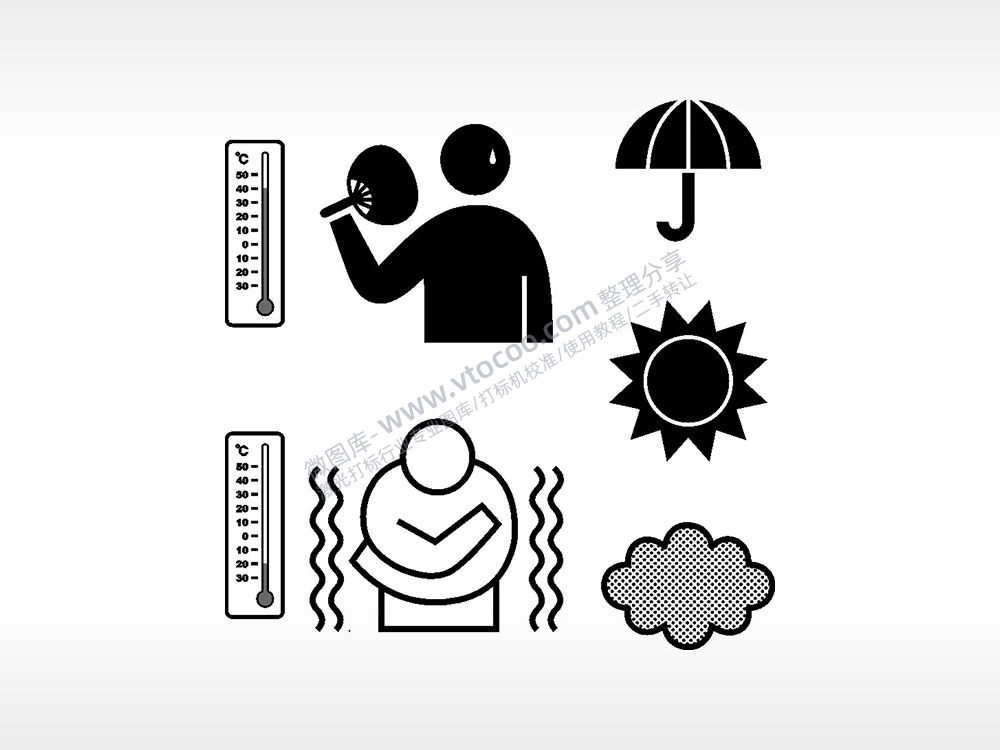 气温高气温低雨伞太阳云日常生活大全AI8.0格式激光打标文件通用矢量图