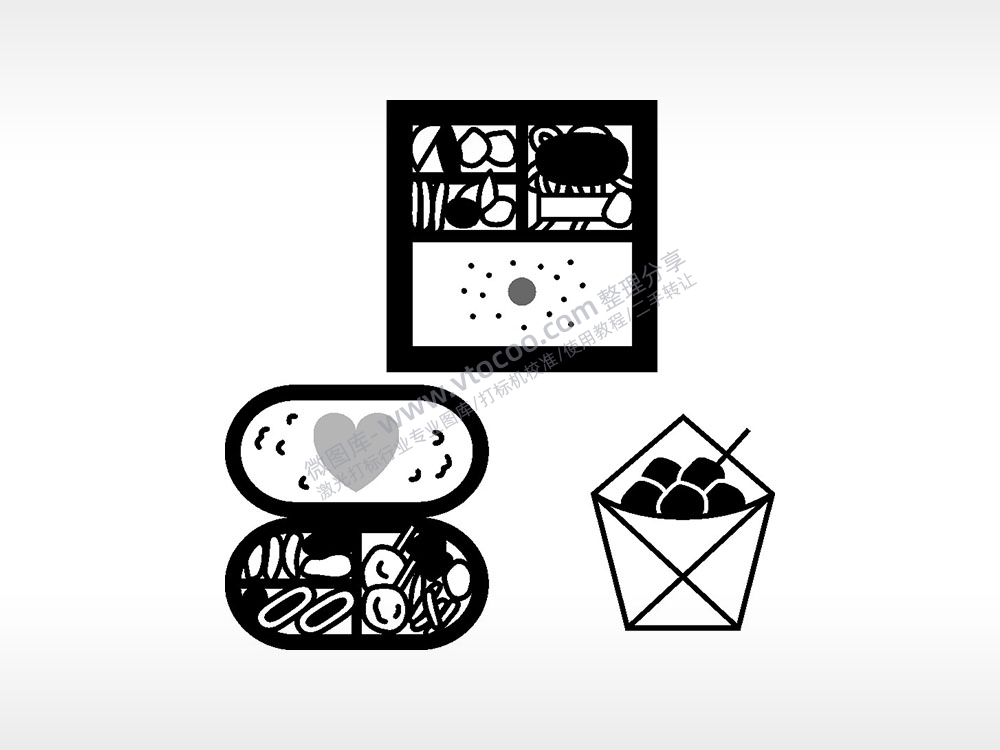 爱心便当鸡蛋仔美食日常生活大全AI8.0格式激光打标文件通用矢量图