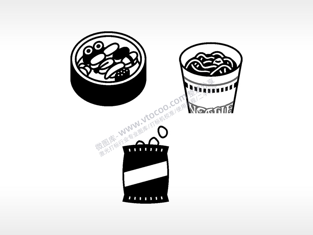 寿司泡面薯片零食日常生活大全AI8.0格式激光打标文件通用矢量图