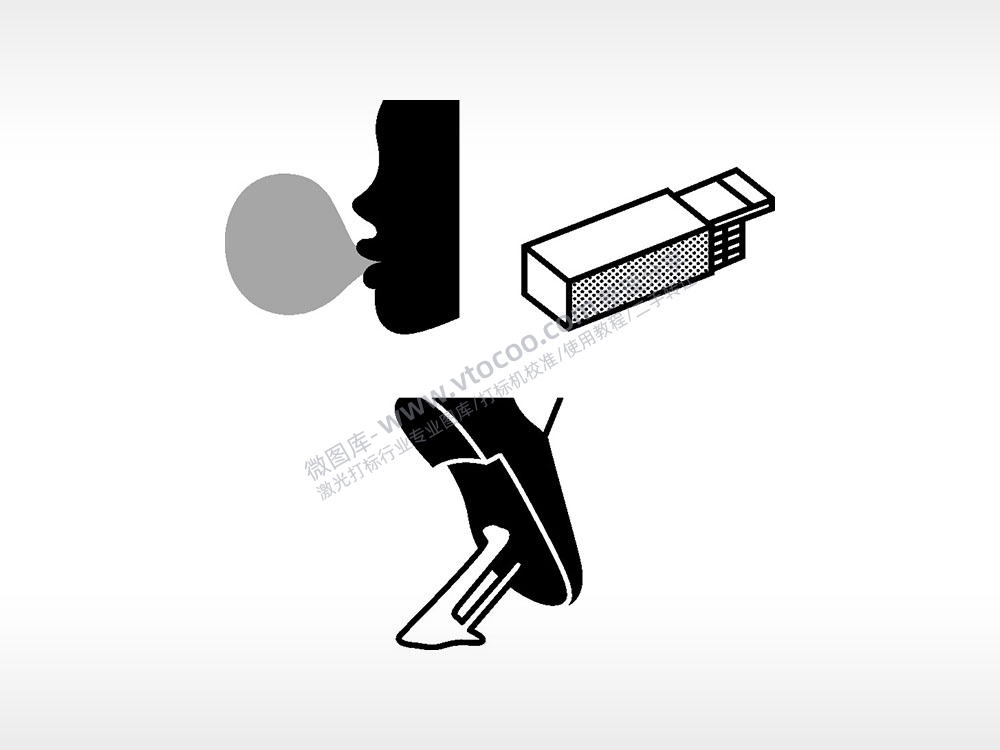 口香糖吹泡泡粘鞋日常生活大全AI8.0格式激光打标文件通用矢量图
